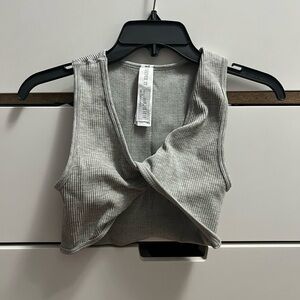 Forever 21 Gray Twist Front Crop Top